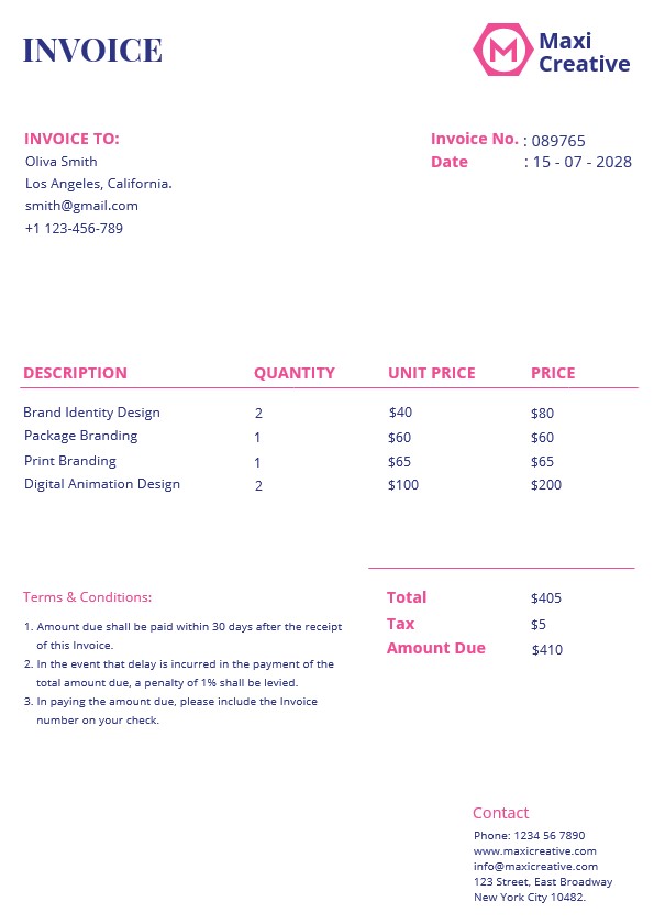 Creative Agency Invoice Template PSD template